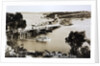 Sydney Spit Bridge, Middle Harbour, Sydney, New South Wales, Australia in 1924. The bridge shown is a wooden lifting bridge. On the road, there are cars of the period. by Anonymous