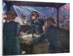 ARP officers in an observation post during the Blitz reporting on fires probably caused by incendiary bombs by Anonymous