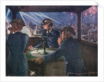 ARP officers in an observation post during the Blitz reporting on fires probably caused by incendiary bombs by Anonymous