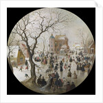 A Winter Scene with Skaters Near a Castle by Hendrick Avercamp