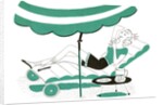 Illustration of a young woman relaxing in chaise longue by Anonymous