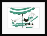 Illustration of a young woman relaxing in chaise longue by Anonymous