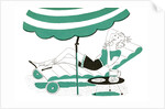Illustration of a young woman relaxing in chaise longue by Anonymous