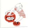 Illustration of a young boy with his hand in the cookie jar by Anonymous