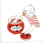 Illustration of a young boy with his hand in the cookie jar by Anonymous