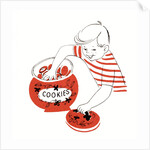 Illustration of a young boy with his hand in the cookie jar by Anonymous