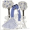 Illustration of romantic hot dog couple sitting on a park bench by Anonymous