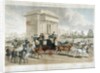 Horse drawn carriages along Hyde Park Corner, London by Anonymous