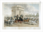 Horse drawn carriages along Hyde Park Corner, London by Anonymous