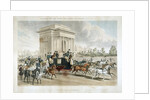Horse drawn carriages along Hyde Park Corner, London by Anonymous