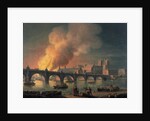 Westminster Bridge and the Burning of the Houses of Parliament from Lambeth by Thomas Luny
