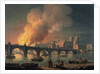 Westminster Bridge and the Burning of the Houses of Parliament from Lambeth by Thomas Luny