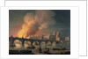 Westminster Bridge and the Burning of the Houses of Parliament from Lambeth by Thomas Luny