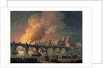 Westminster Bridge and the Burning of the Houses of Parliament from Lambeth by Thomas Luny