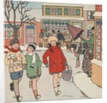 Children Christmas Shopping in Snow by Anonymous