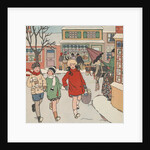 Children Christmas Shopping in Snow by Anonymous