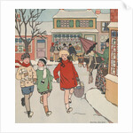 Children Christmas Shopping in Snow by Anonymous