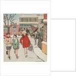 Children Christmas Shopping in Snow by Anonymous