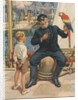 Little boy talking to sailor with parrot by Anonymous