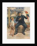 Little boy talking to sailor with parrot by Anonymous