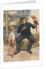 Little boy talking to sailor with parrot by Anonymous