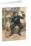 Little boy talking to sailor with parrot by Anonymous