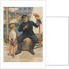 Little boy talking to sailor with parrot by Anonymous