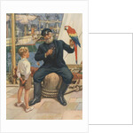Little boy talking to sailor with parrot by Anonymous
