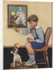 Boy teaching dog trick by Anonymous