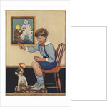 Boy teaching dog trick by Anonymous