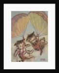 Two kittens floating down in parachutes by Anonymous