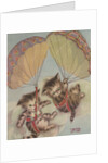 Two kittens floating down in parachutes by Anonymous