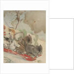 Four kittens on a toboggan by Anonymous