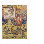 Rabbit teacher instructing young rabbits on how to escape danger by Anonymous