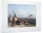 Funeral Scaffold of a Sioux Chief near Fort Pierre by Karl Bodmer