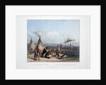 Funeral Scaffold of a Sioux Chief near Fort Pierre by Karl Bodmer