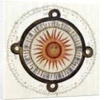 Drawing of the Aztec sun calendar stone in Mexico by Anonymous