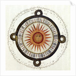 Drawing of the Aztec sun calendar stone in Mexico by Anonymous