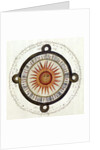 Drawing of the Aztec sun calendar stone in Mexico by Anonymous