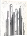 Skyscrapers looming over an American city by Anonymous