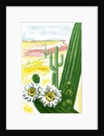 Blooming saguaro cactus in desert by Anonymous