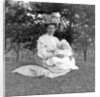OIder woman and baby in a English park, ca. 1900. by Anonymous