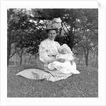 OIder woman and baby in a English park, ca. 1900. by Anonymous