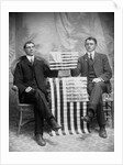 Two men pose with American flags, ca. 1895. by Anonymous