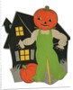 Pumpkin scarecrow and haunted house by Corbis