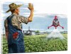 Farmer waving to a crop duster by Anonymous