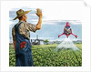 Farmer waving to a crop duster by Anonymous