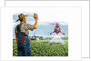 Farmer waving to a crop duster by Anonymous