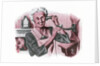 Grandmother on a crank wall telephone by Anonymous
