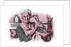 Grandmother on a crank wall telephone by Anonymous
